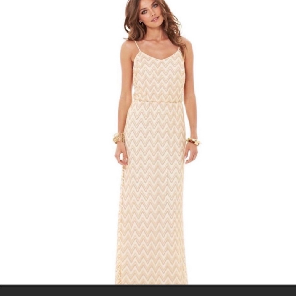 Lilly Pulitzer gold chevron deanna maxi like new!